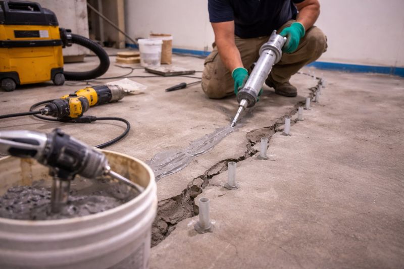 Cracked Basement Floor Repair in Hamilton, MT