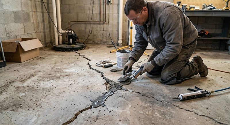 Cracked Basement Floor Repair in Hamilton, MT